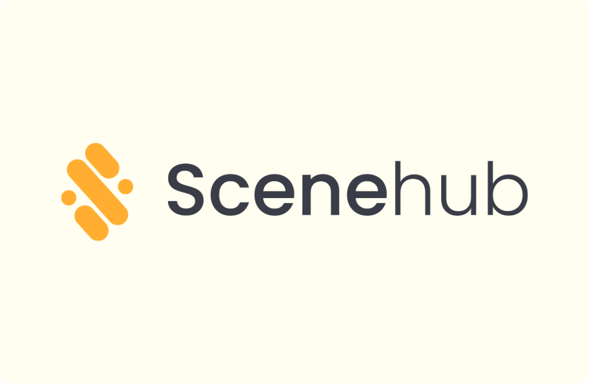 SceneHub concept 1 logo mark and wordmark