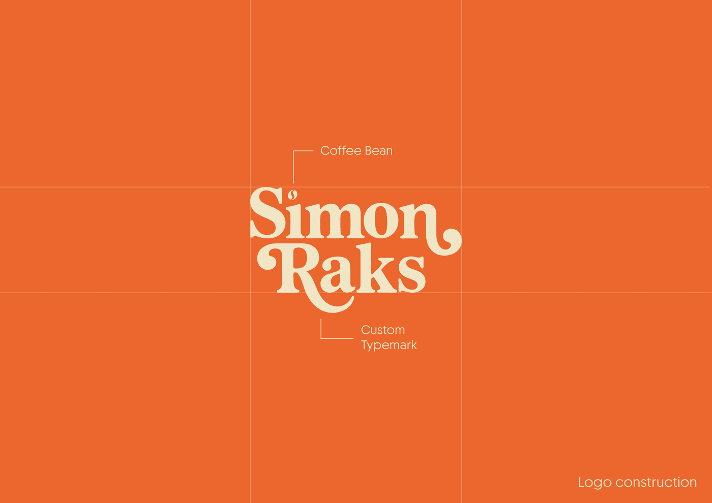 Simon Raks final logo construction grid with coffee bean detail