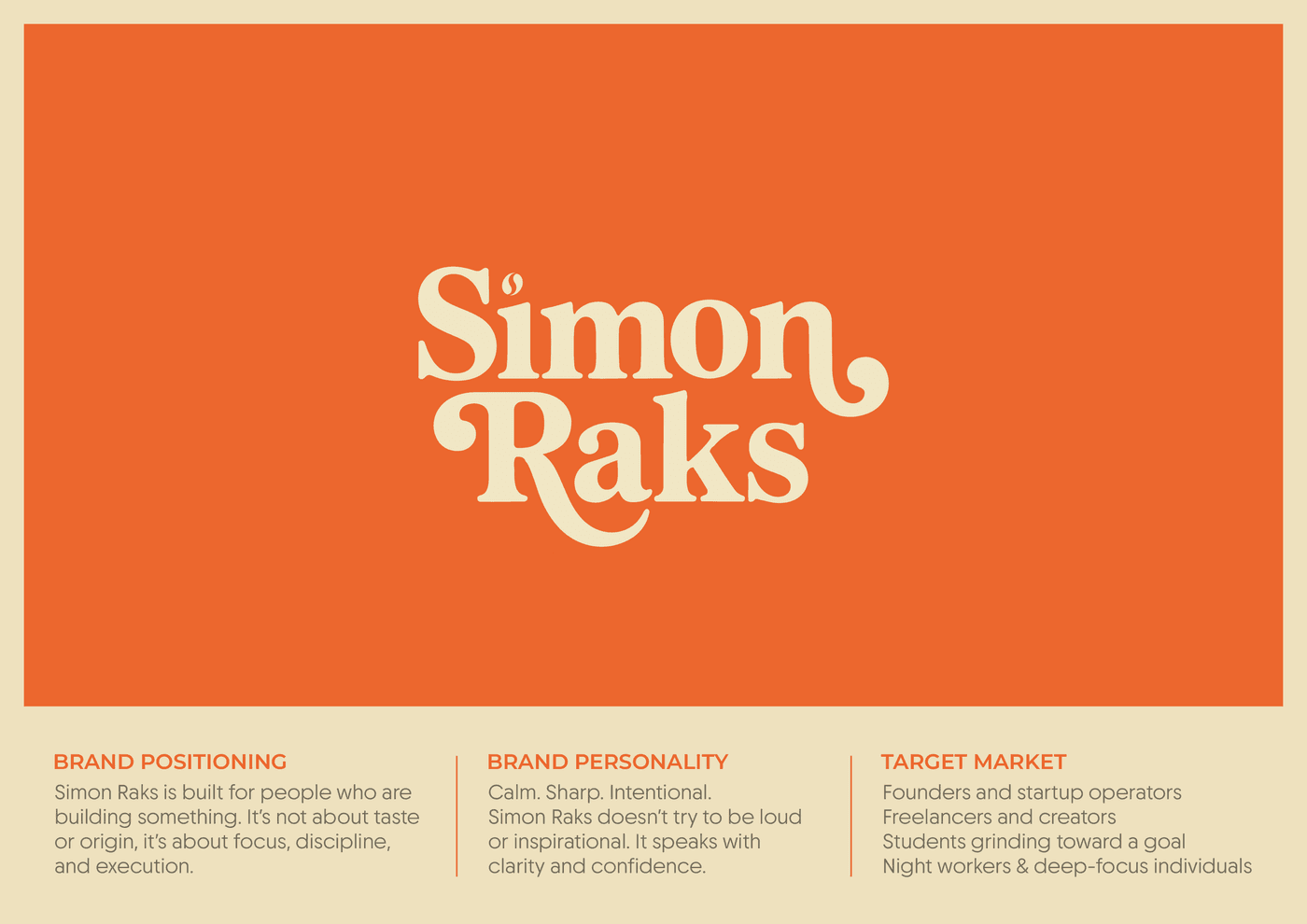 Simon Raks brand positioning personality and target market